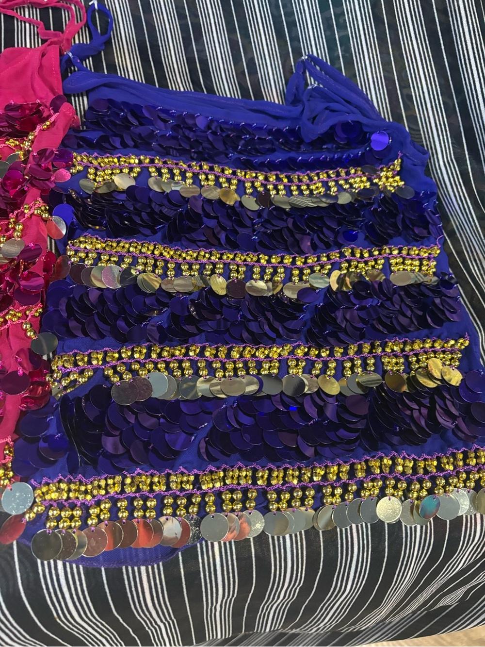 Sparkling Embellished Purple Belly Dance tank top size large